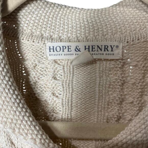 HOPE & HENRY Button Front Rib Sweater Cape, Cream color, Size L, Pre-Owned - Picture 3 of 8